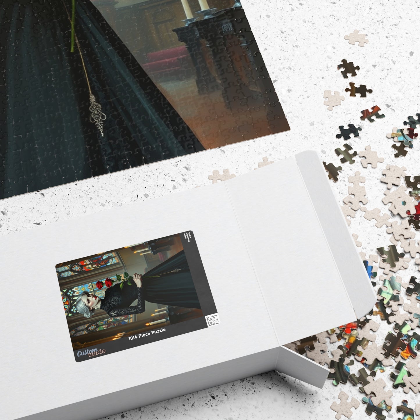 Puzzle, Gothic Art Woman's Portrait in Stained Glass Cathedral, Adult Dark Fantasy Jigsaw Game, Relaxing Activity, MIndfulness Puzzle The Puzzle Chest