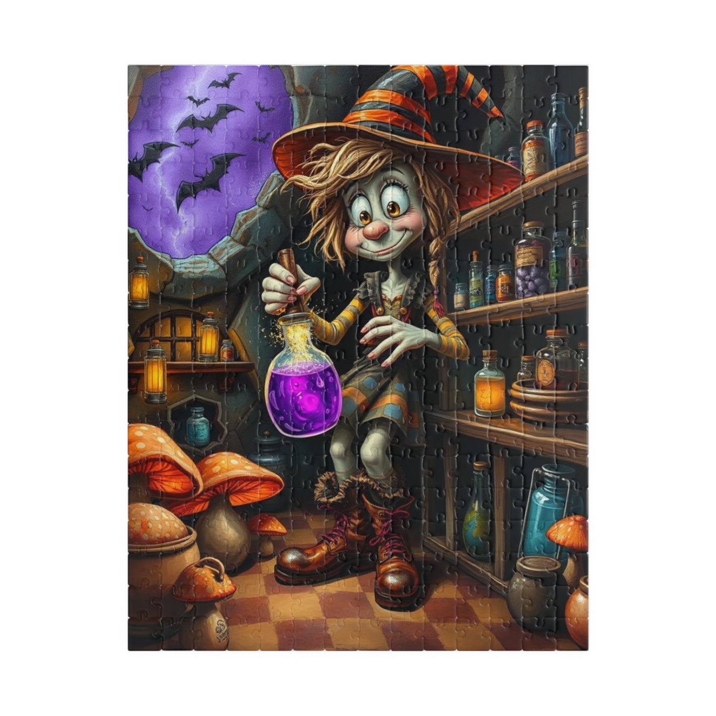 Witchy Potion Jigsaw Puzzle, Halloween Gift for Puzzle Lover, Indoor Adult Mindful Activity, Family or Solo Fun, Seasonal Home Decor