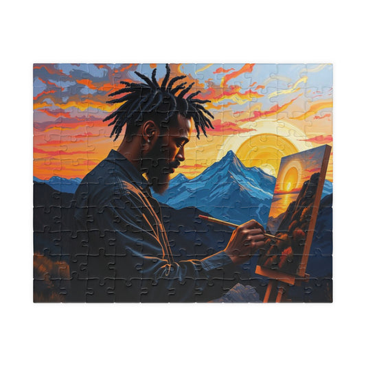 Black Man Painting Jigsaw Puzzle - Afrocentric Art 110, 252, 520, 1014 Pieces, African American Puzzle, Black Artwork Game 110 pcs (Horizontal) Puzzle The Puzzle Chest