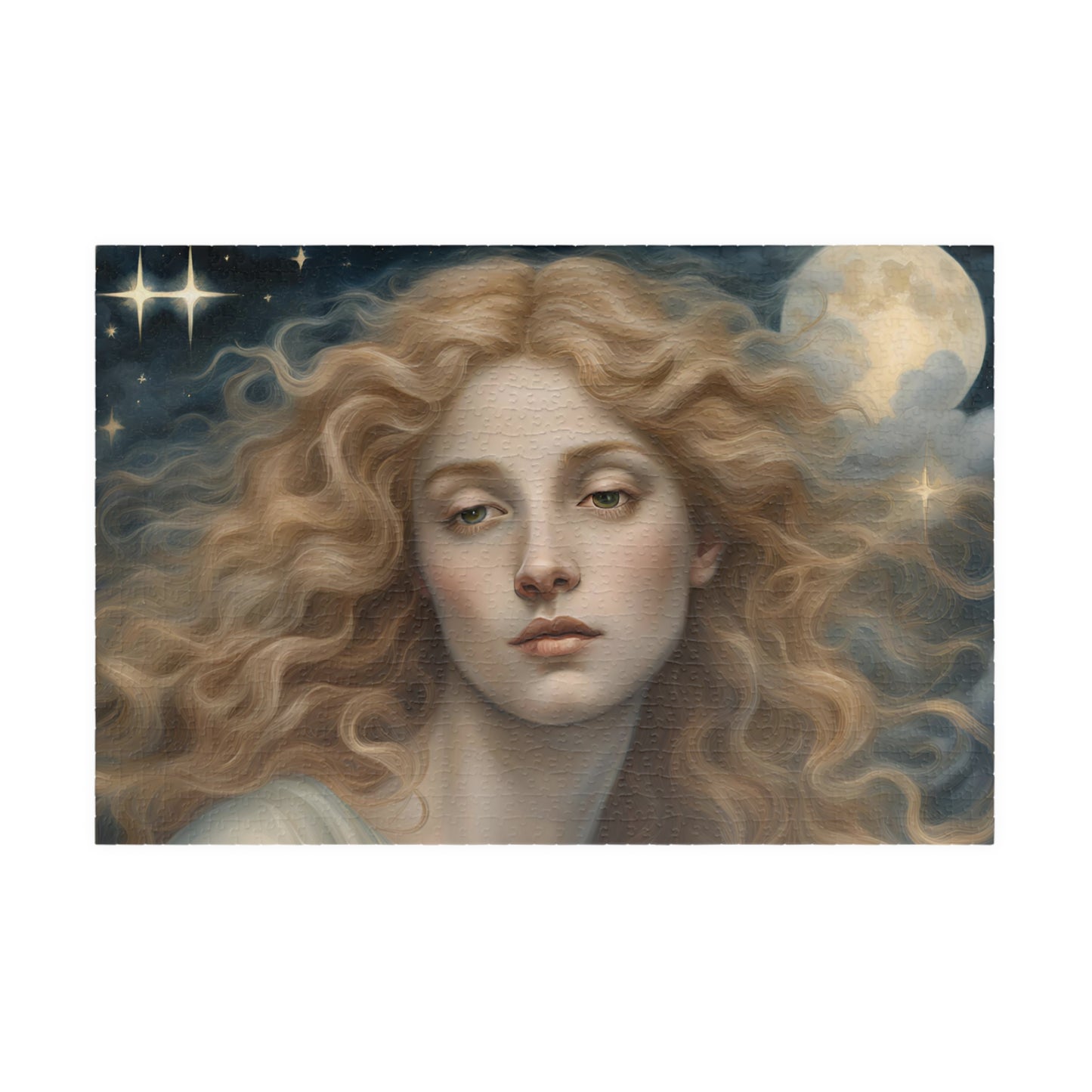Golden Haired Celestial Angel Puzzle, Heavenly Angelic Creature Jigsaw Game, Religious Spiritual Art, Adult Entertainment, Hobby 1014 pcs (Horizontal) Puzzle The Puzzle Chest