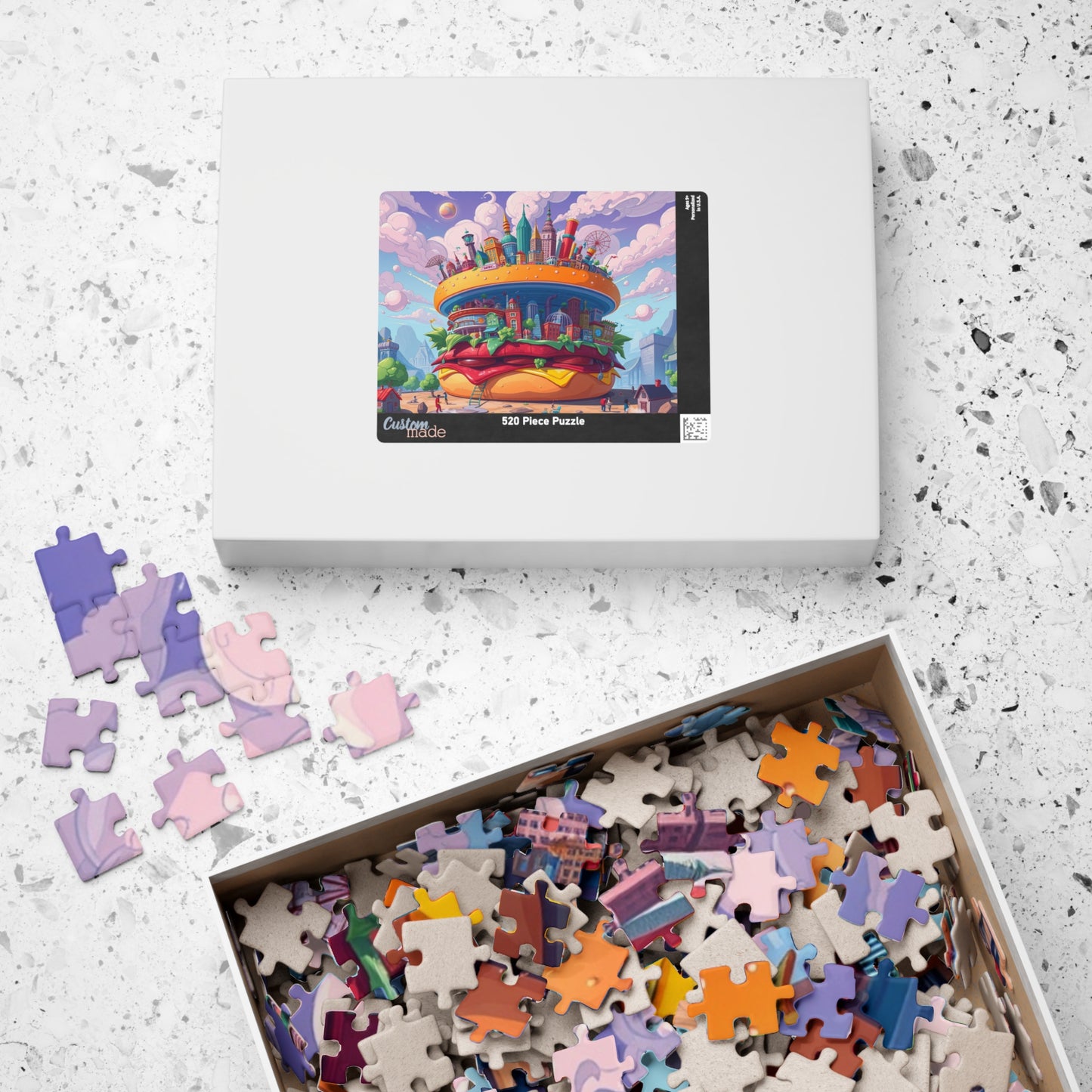 Giant Burger Cityscape Pop Art Puzzle, Colorful Fun and Unique Jigsaw Game Toy, Gift for Food and Urban Art Lovers, Entertaining Pastime Puzzle The Puzzle Chest