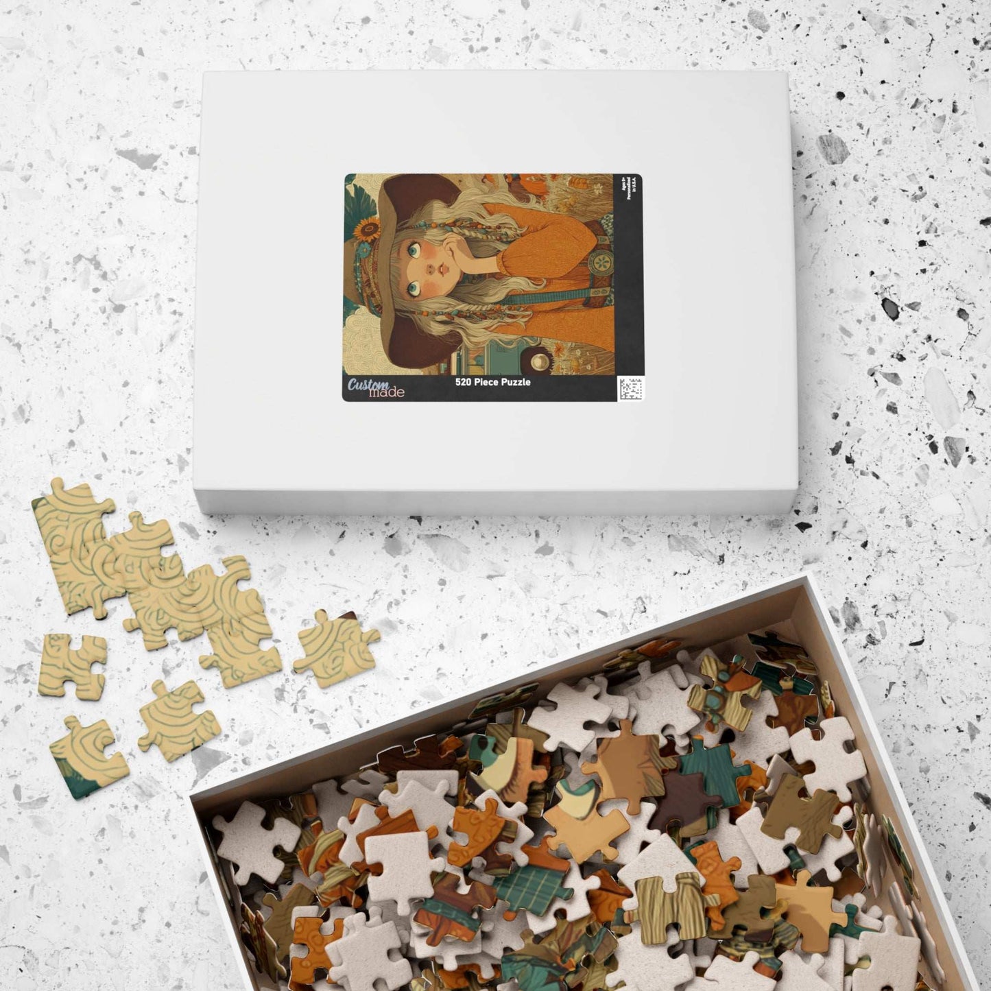 1970s Autumn Cowgirl Jigsaw Puzzle - Boho Meadow, Cartoon-Style Illustration Perfect Gift for Family, Friends, Creative Fun, Home Decor Puzzle The Puzzle Chest
