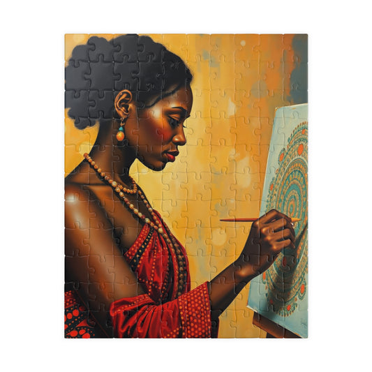 Indigenous Australian Woman Puzzle, Cultural Art Jigsaw Game, Dreamtime Painting Scene in Earthy Tones, Unique Gift for Puzzle Enthusiast 110 pcs (Vertical) Puzzle The Puzzle Chest