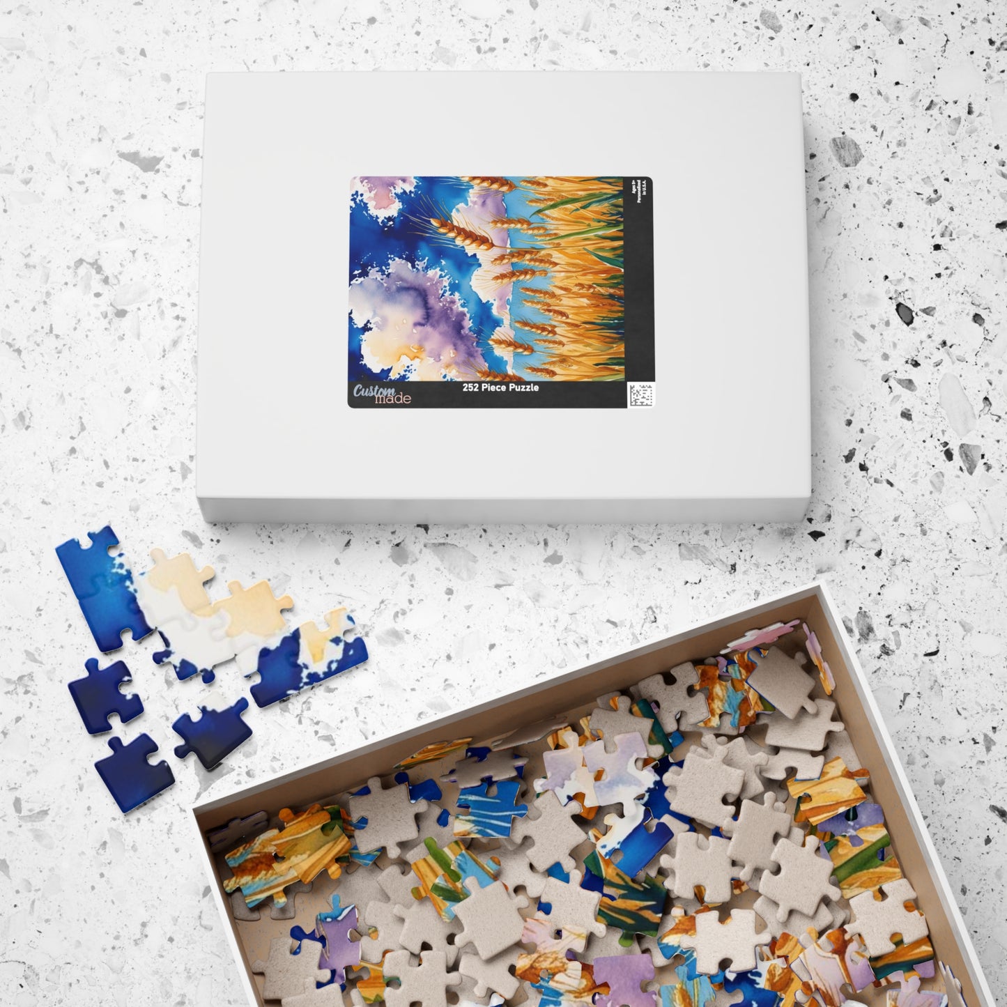 Wheat Field Jigsaw Puzzle with Golden Stalks and Blue Sky Puzzle The Puzzle Chest