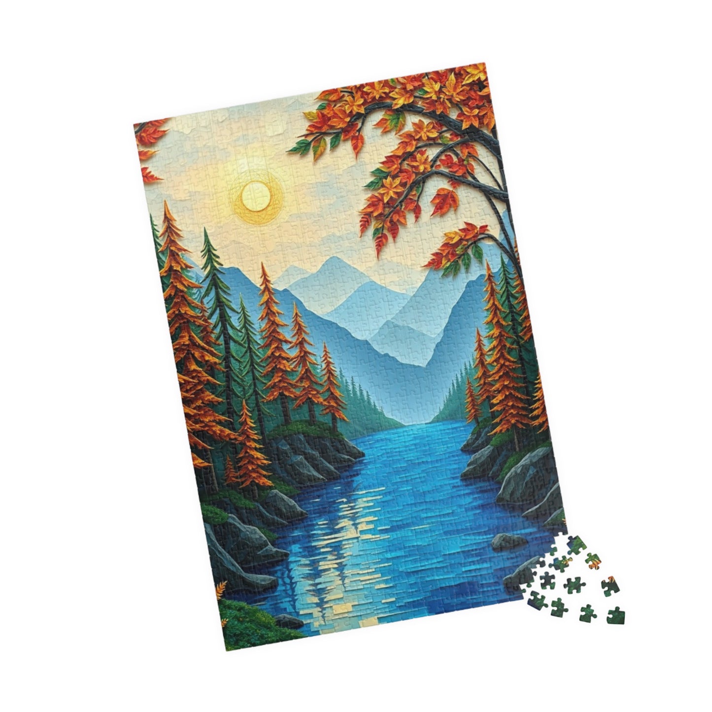Mosaic Jigsaw Puzzle, Enchanted Forest Sunrise Landscape, 110-1014 Piece, Meditation Relaxation Game, Family Activity, Decorative Art, Gift Puzzle The Puzzle Chest