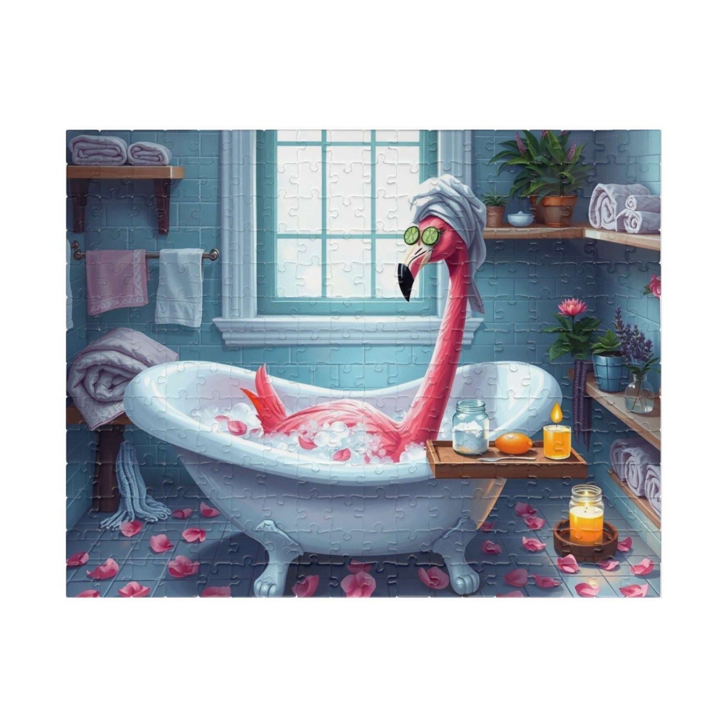 Flamingo Puzzle - 110, 252, 520, 1014-piece, Spa Vibes, Holiday Birthday Gift for Flamingo Lovers, Family Activity, Home Decor, Puzzle Night