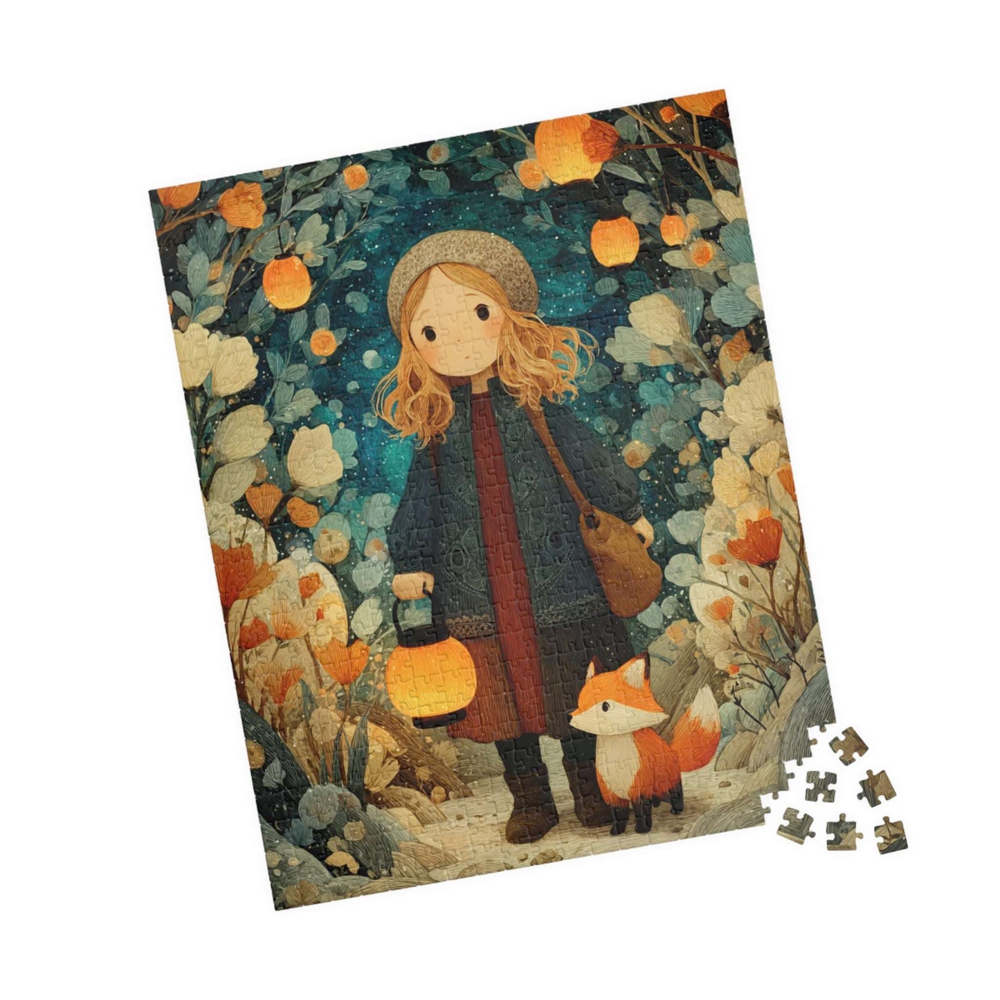 Autumn Adventure Jigsaw Puzzle - Girl and Chipmunk, Cartoon Storybook Seasonal Game for Family Activity, Cozy Nights, Puzzle Enthusiasts 520 pcs (Vertical) Puzzle The Puzzle Chest