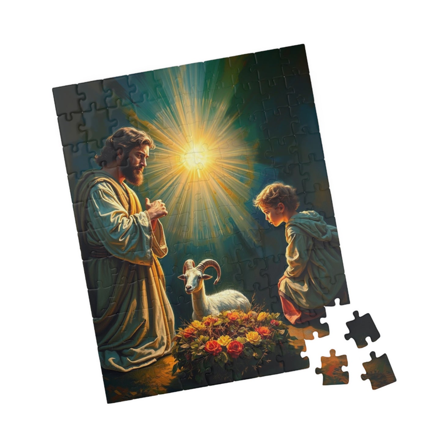 Abraham and Isaac Puzzle, Religious Jigsaw Game for Adults, Family or Solo Fun, Spiritual Artwork, Christian Gift for Puzzle Lover Puzzle The Puzzle Chest
