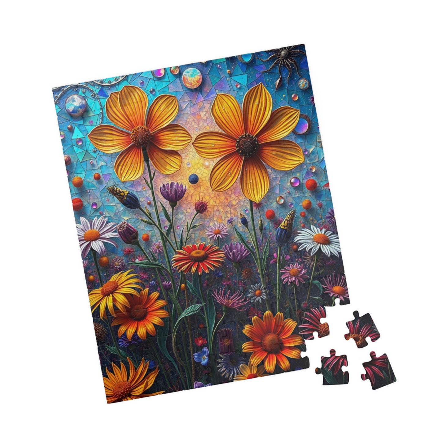 Colorful Floral Mosaic Puzzle - 110, 252, 520, 1014-piece | Flower Lover Gift, Family Bonding Activity, Puzzle Game Night, Frameable Art Puzzle The Puzzle Chest