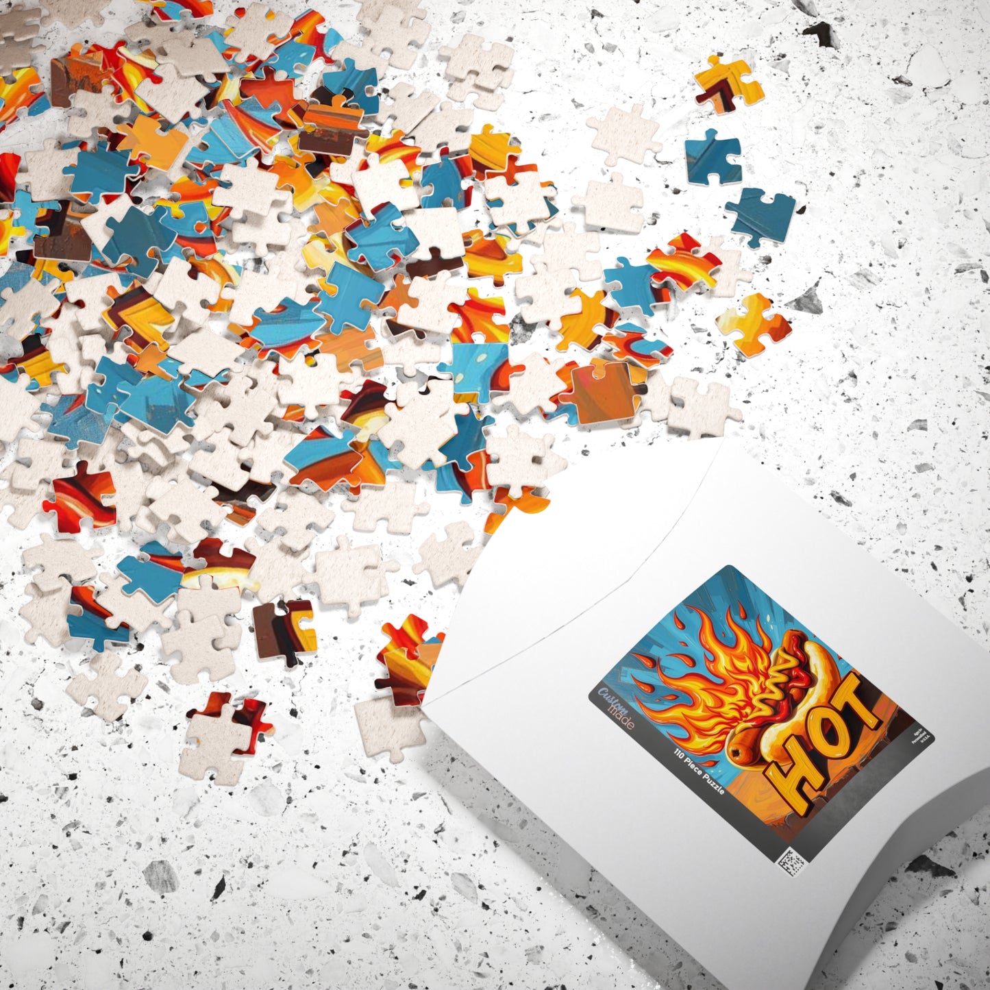 Hot Dog Puzzle - Pop Art Adult Jigsaw Game, Fun Fire Grilled 'HOT' Food Puzzle, Family Activity, Game Night, Unique Gift Idea, Brain Teaser Puzzle The Puzzle Chest