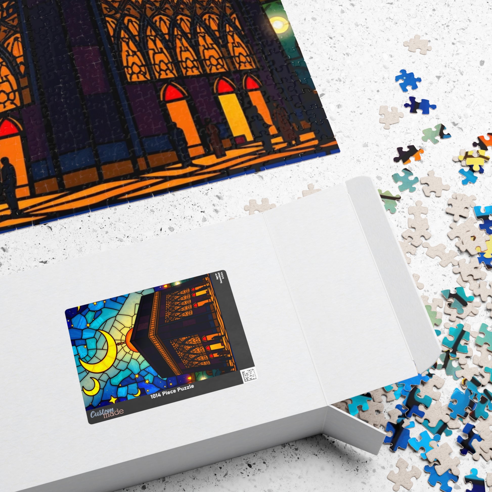 Kaaba at Night Puzzle, Stained Glass Style, Famous Historical Islamic Landmark, Family Friendly Game, Puzzle Lover Faith-Based Gift Puzzle The Puzzle Chest