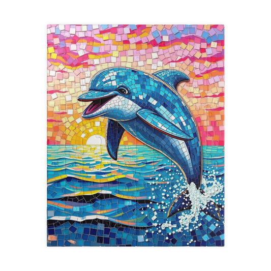 Iridescent Dolphin Mosaic Puzzle, Colorful Artistic Ocean Sunset Jigsaw Game for Adults, Ideal Gift for Sea Animal and Ocean Lover 110 pcs (Vertical) Puzzle The Puzzle Chest