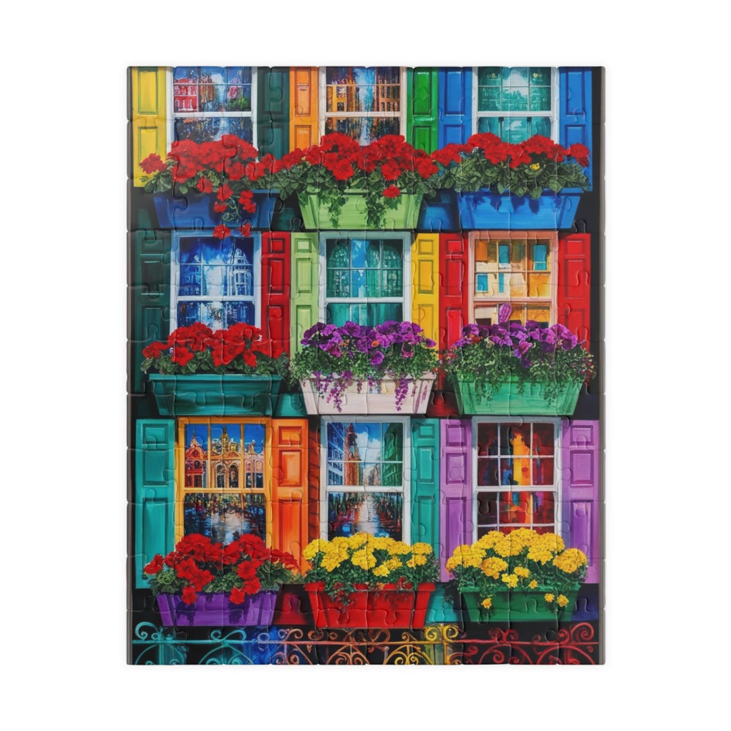 Colorful Flower Window Puzzle, 110/252/520/1014-piece Puzzle, Flower Lover Gift for Friends, Family Game Night, Fun Activity 110 pcs (Vertical) Puzzle The Puzzle Chest