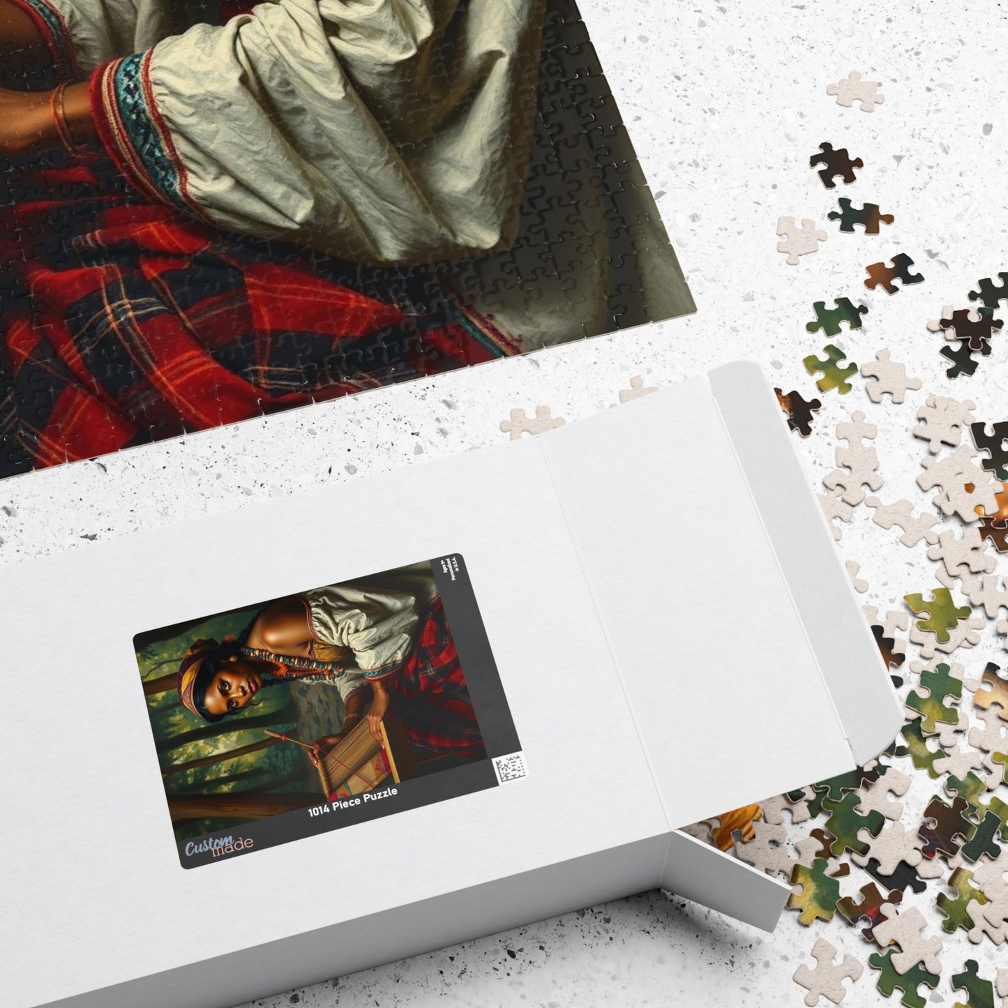 Puzzle of Indigenous Woman Weaving on a Loom in Nature, Cultural Ethnic Art Forest Scene, Family Friendly Jigsaw Game, Puzzle Lover Gift Puzzle The Puzzle Chest