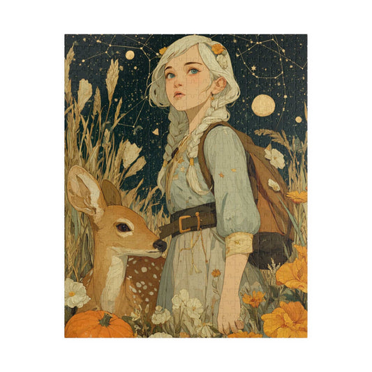 Birch Forest Fairy-Tale Jigsaw Puzzle - Golden Haired Girl and Gentle Deer, Nature Game for Adults, Fall Gift, Family Fun, Brain Teaser Puzzle The Puzzle Chest