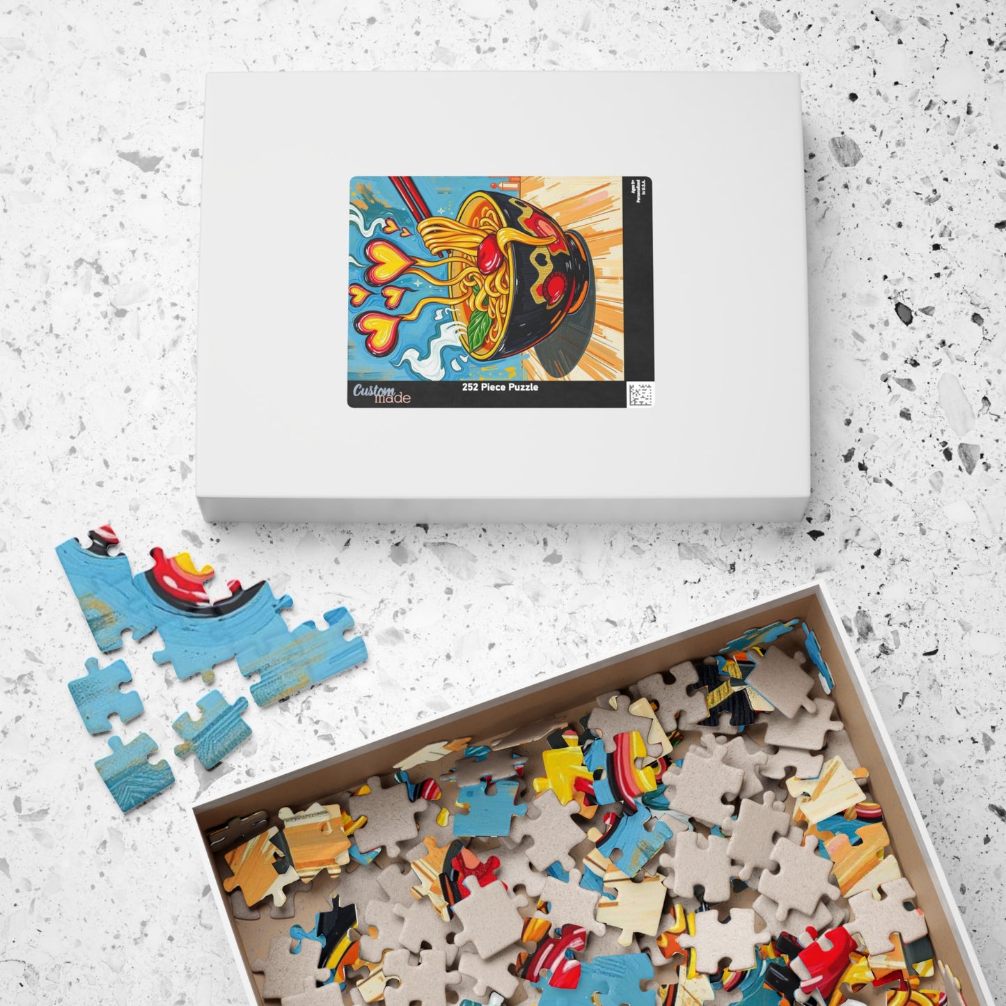 Heartfelt Noodle Puzzle, 110-1014 Piece Pop Art Jigsaw Puzzle for Fun Family Game, Cozy Night In, Unique Gift Idea for Holiday Birthday Puzzle The Puzzle Chest