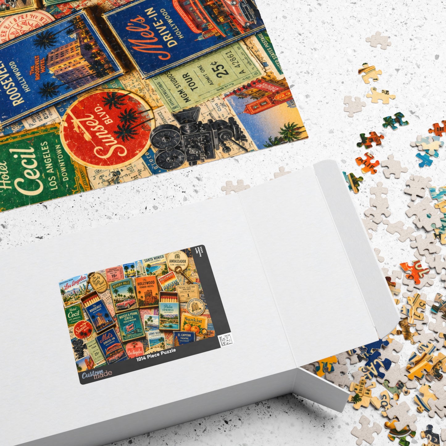Vintage Los Angeles Matchbook Puzzle | Hollywood Memorabilia Jigsaw | California Landmark Retro LA Nostalgia