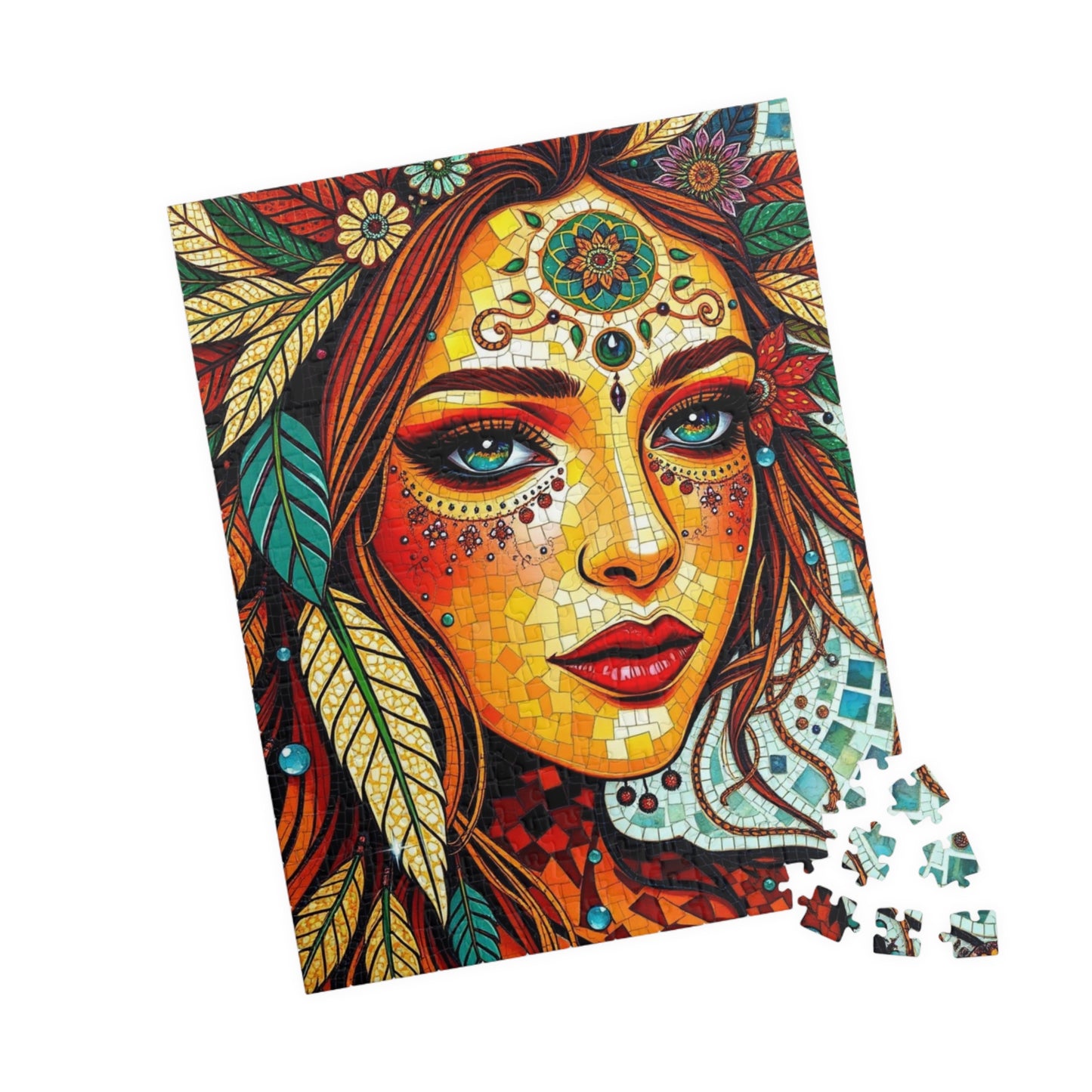 Colorful Bohemian Mosaic Puzzle, Vibrant Puzzle Artwork for Adult, Gift for Puzzle Lover, Home Entertainment, Relaxing Hobby, Mindfulness Puzzle The Puzzle Chest