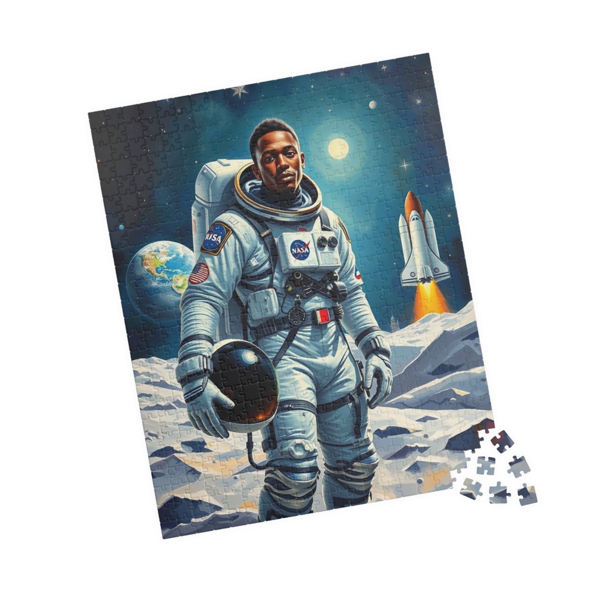 Afrocentric Astronaut Puzzle, African American Man Space Theme Black Art Jigsaw Game, Puzzle Lover Holiday Gift, Family Bonding Activity Puzzle The Puzzle Chest