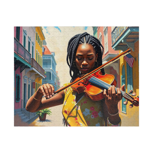 Colorful Violinist Puzzle - Black Woman Art Jigsaw Game, Holiday Birthday Gift for Music Lover Art Enthusiast, Mindful Family Fun Activity 520 pcs (Horizontal) Puzzle The Puzzle Chest