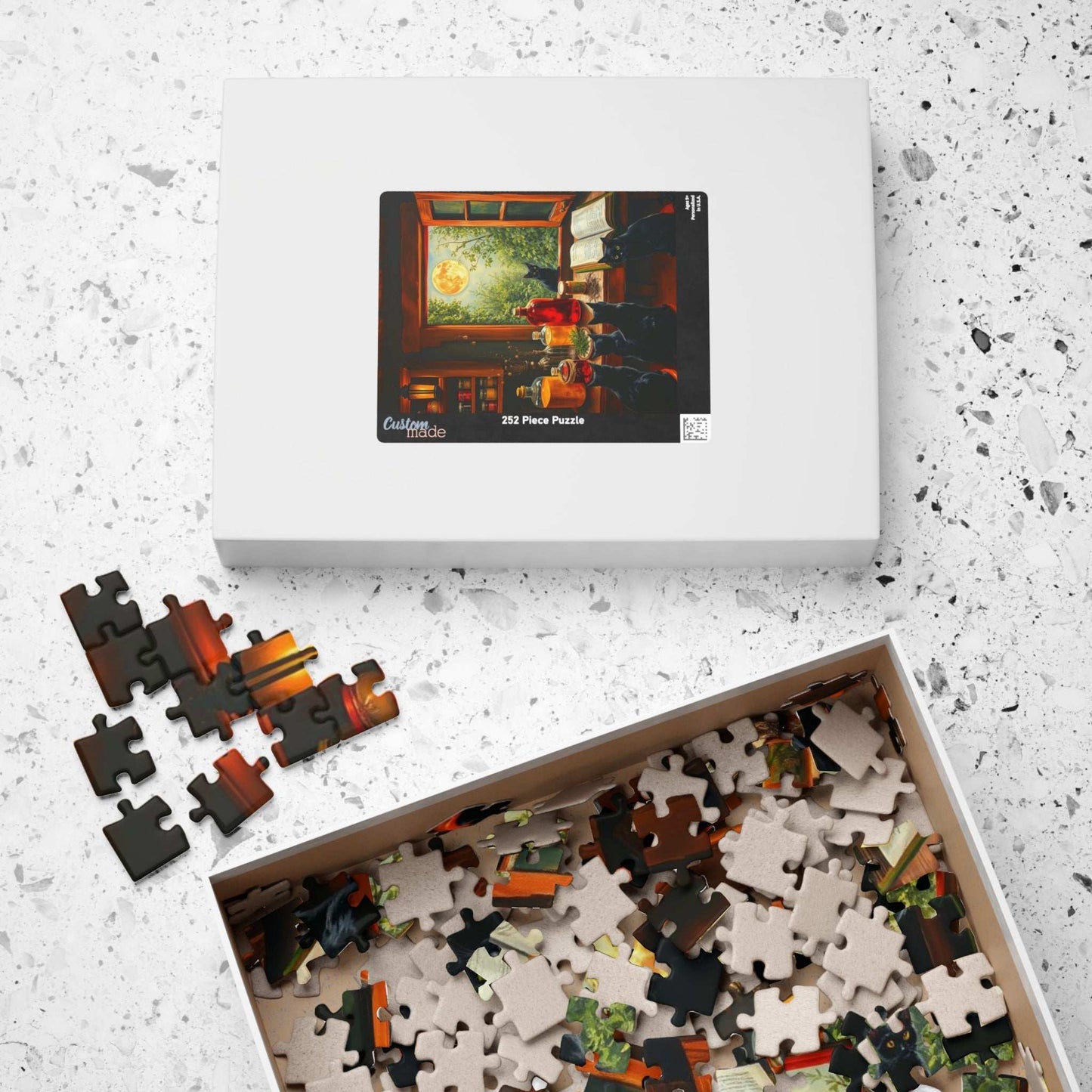 Autumn Alchemists Table Jigsaw Puzzle - Mystical Cat Theme, Ideal Witchy Gift for Cat Lover, Magic Enthusiast, Family Fun, Mindful Activity