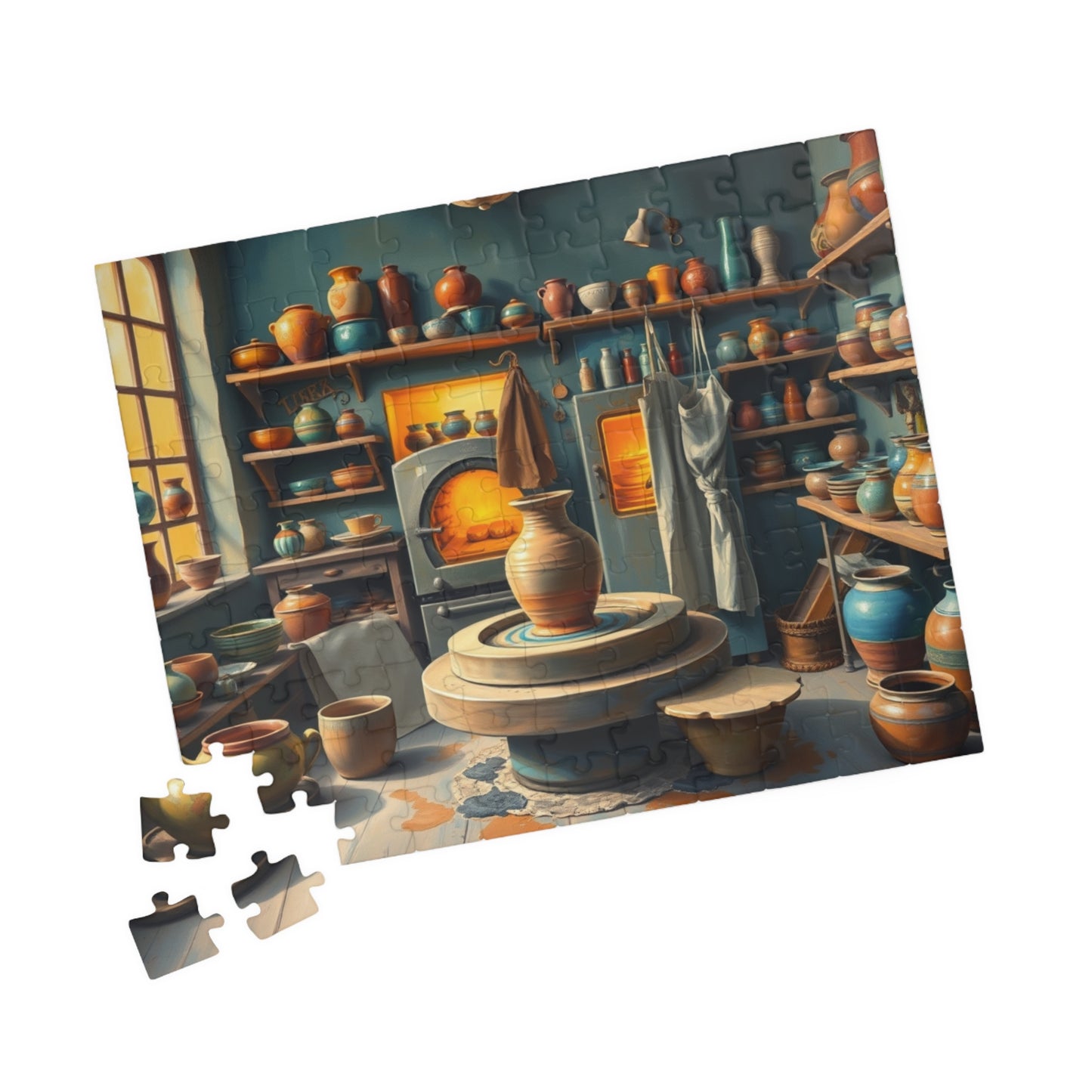 Artisan Pottery Shop Jigsaw Puzzle, Cute Colorful Ceramic Bowls, Vases and Potter's Wheel, Craft Lover Puzzle Enthusiast Gift, Relaxation Puzzle The Puzzle Chest