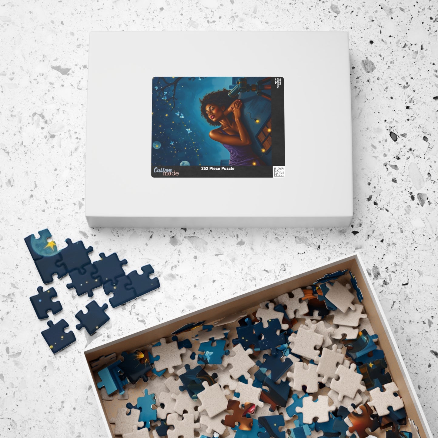 African American Woman Jigsaw Puzzle, Starry Night Scene, Black Art, Black Girl Puzzle, Perfect Gift for Black People, Family or Solo Fun Puzzle The Puzzle Chest