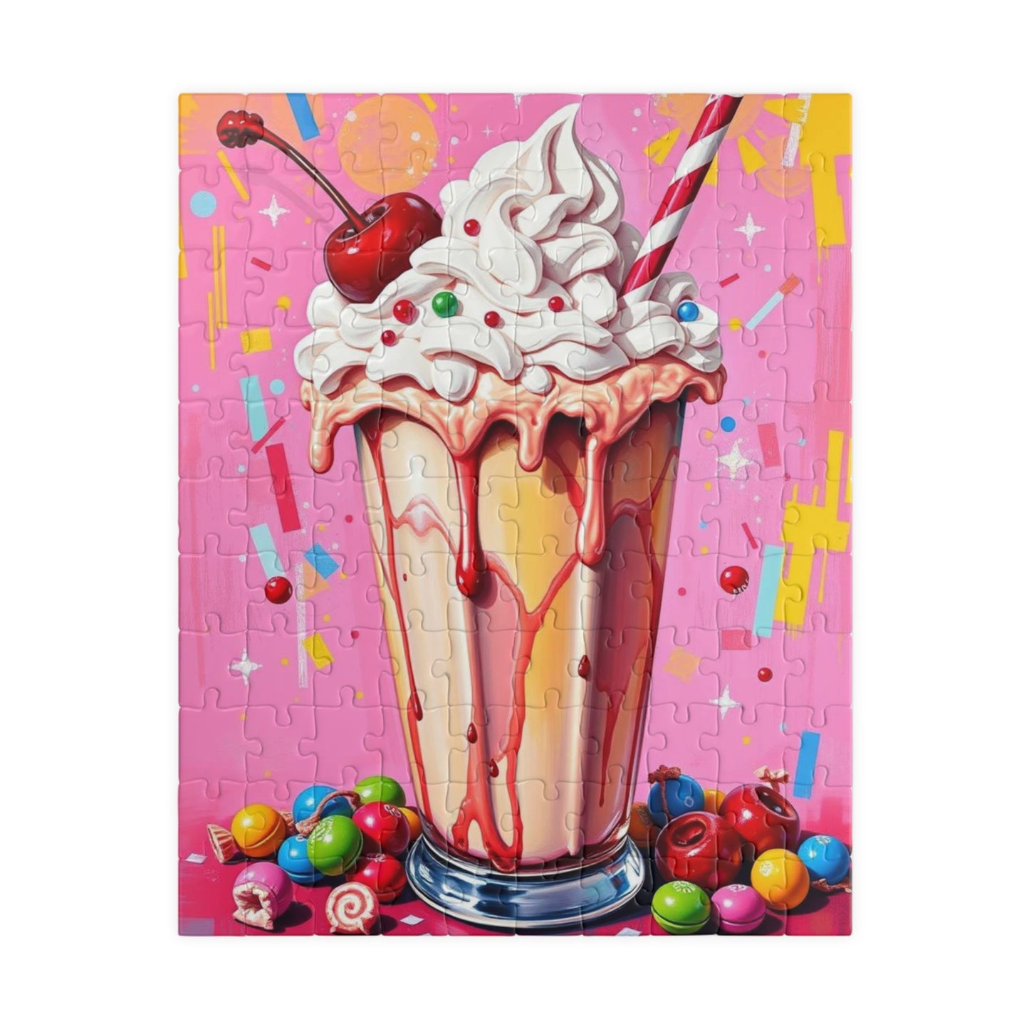 Ice Cream Sundae Puzzle, Pop Art Jigsaw Fun Family Activity, Home Entertainment, Holiday Birthday Gift for Friend, Brain Teaser 110 pcs (Vertical) Puzzle The Puzzle Chest