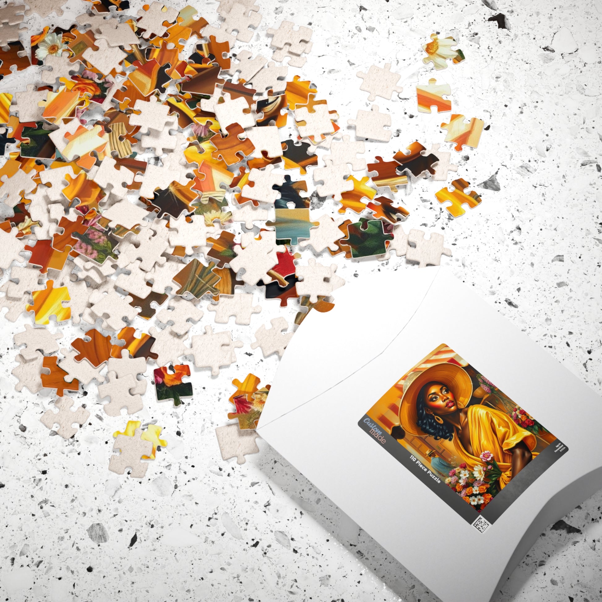 Colorful African American Puzzle Art - Beautiful Black Woman in Yellow Dress, 110-1014 pieces, Gift for Art Lovers, Home Decor, Puzzle Night Puzzle The Puzzle Chest