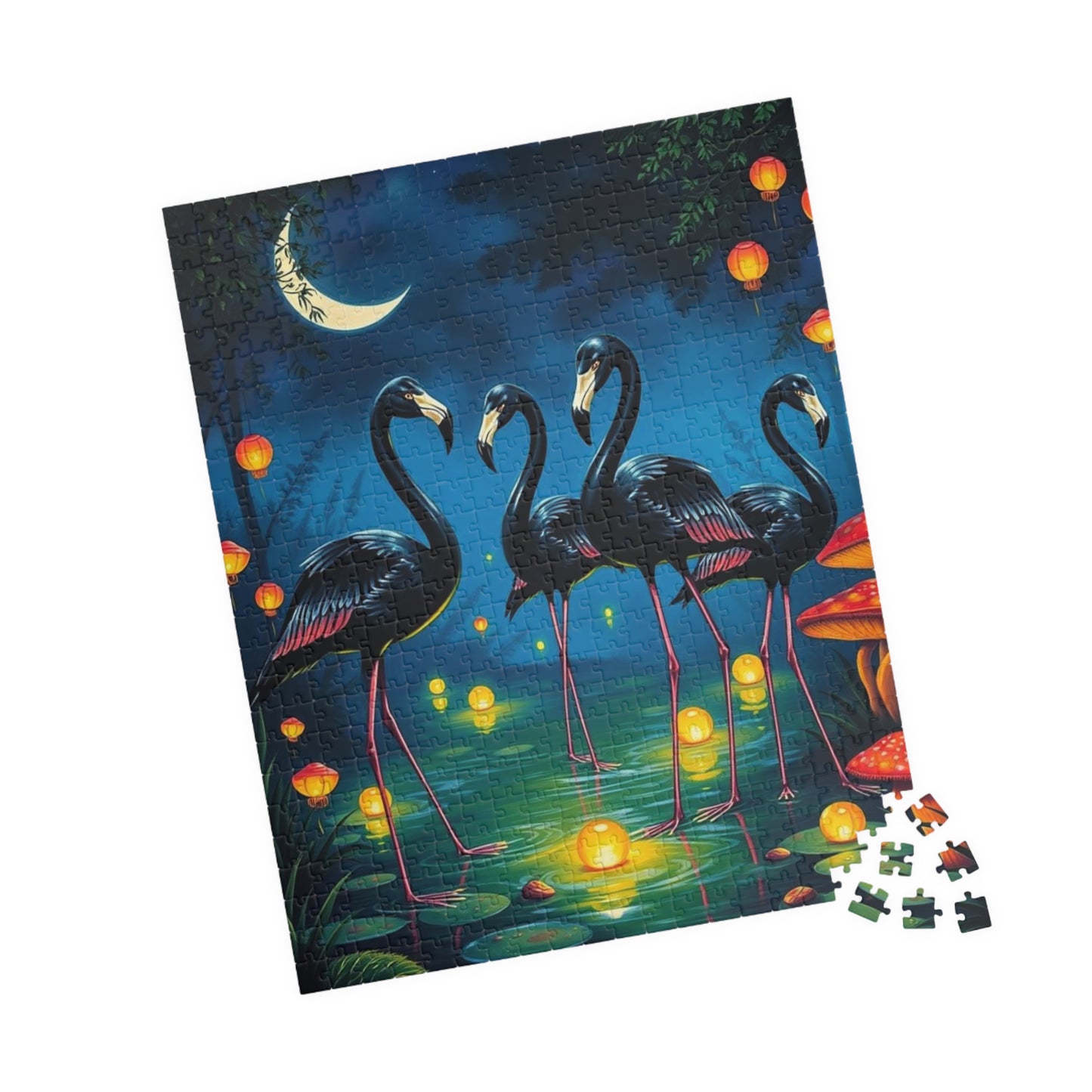Magical Night Flamingo Puzzle - 110 to 520 Piece Nature Puzzle Game, Perfect Gift for Family Fun, Puzzle Enthusiasts, Home Entertainment