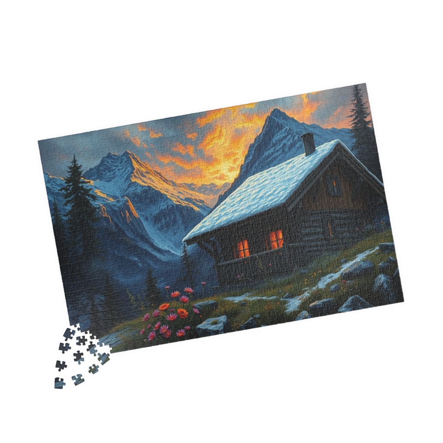 Mountain Cabin Puzzle - Cozy Atmosphere, Nature Lovers Gift, Family Activity, Mindful Challenge, 110 to 1014-Piece Options Puzzle The Puzzle Chest