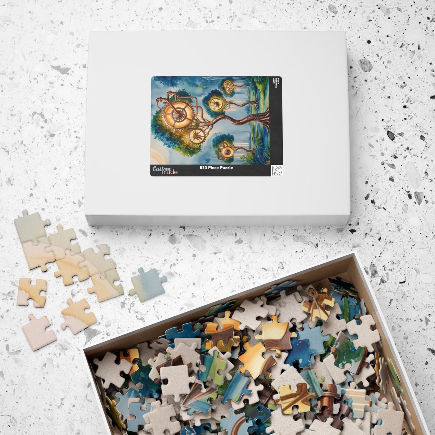 Jigsaw Puzzle - Surreal Landscape with Glowing Gears and Clockwork, Trippy 110, 252, 520, 1014-Piece Puzzle, Unique Gift for Puzzle Lover Puzzle The Puzzle Chest