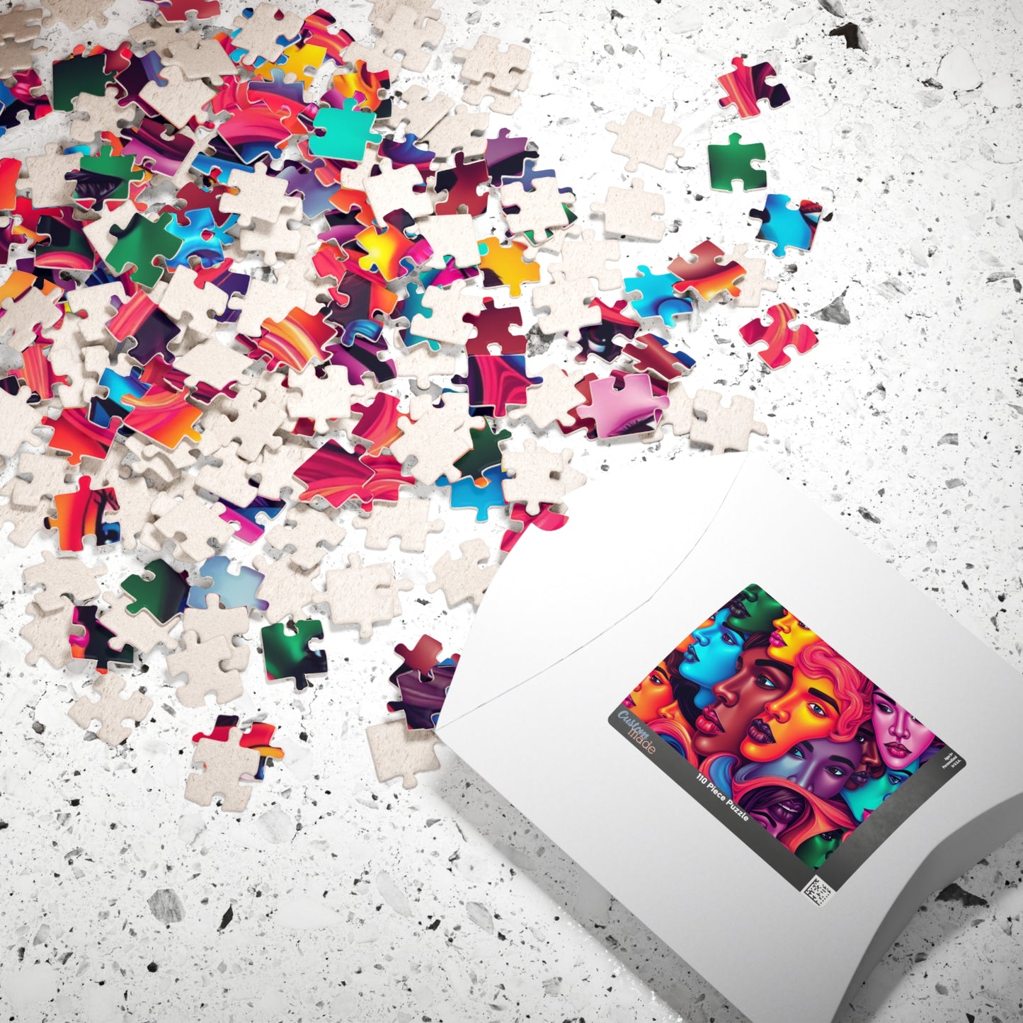 Blended Faces Abstract Jigsaw Puzzle, Interwoven Kaleidoscope Neon Faces, Brain Teaser, Unique Hobby Gift for Puzzle Enthusiasts, Collectors Puzzle The Puzzle Chest