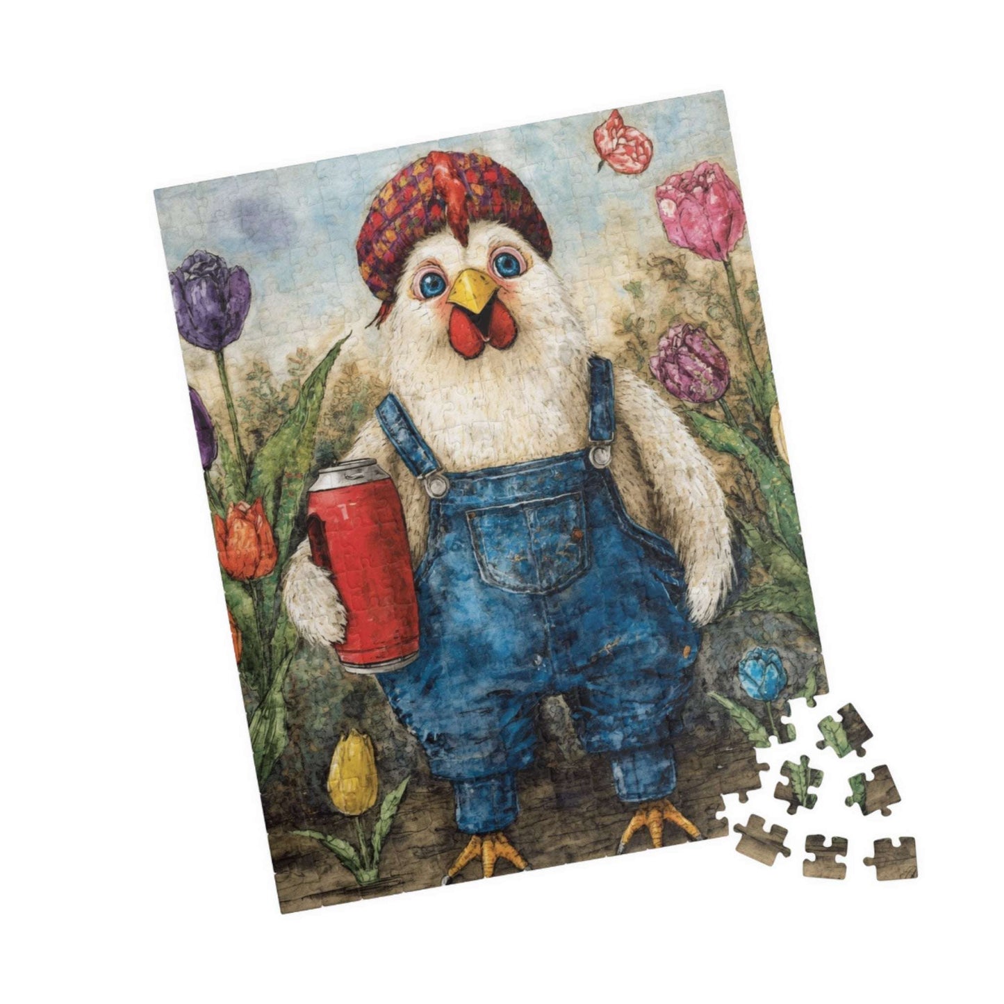 Chicken Gardener Jigsaw Puzzle, Cartoon Bird Puzzle Ideal for Fun Family Activity, Gift, Game Night, Farm Animal Puzzle Lover, Brain Teaser Puzzle The Puzzle Chest