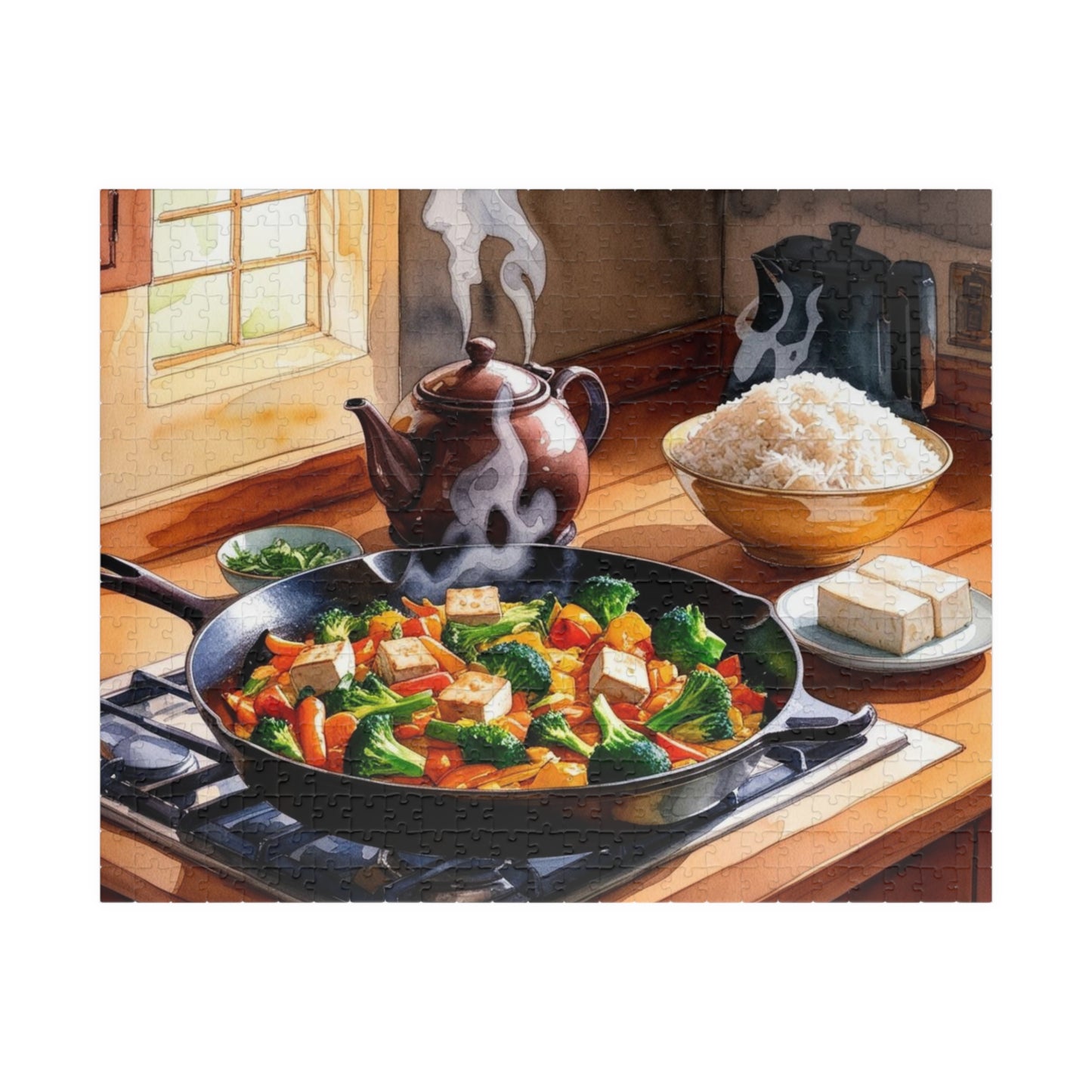Cozy Kitchen Scene Jigsaw Puzzle, Food Lover Gift for Friend Cooking Enthusiast, Indoor Activity, Family Game Night, Holiday Present 520 pcs (Horizontal) Puzzle The Puzzle Chest