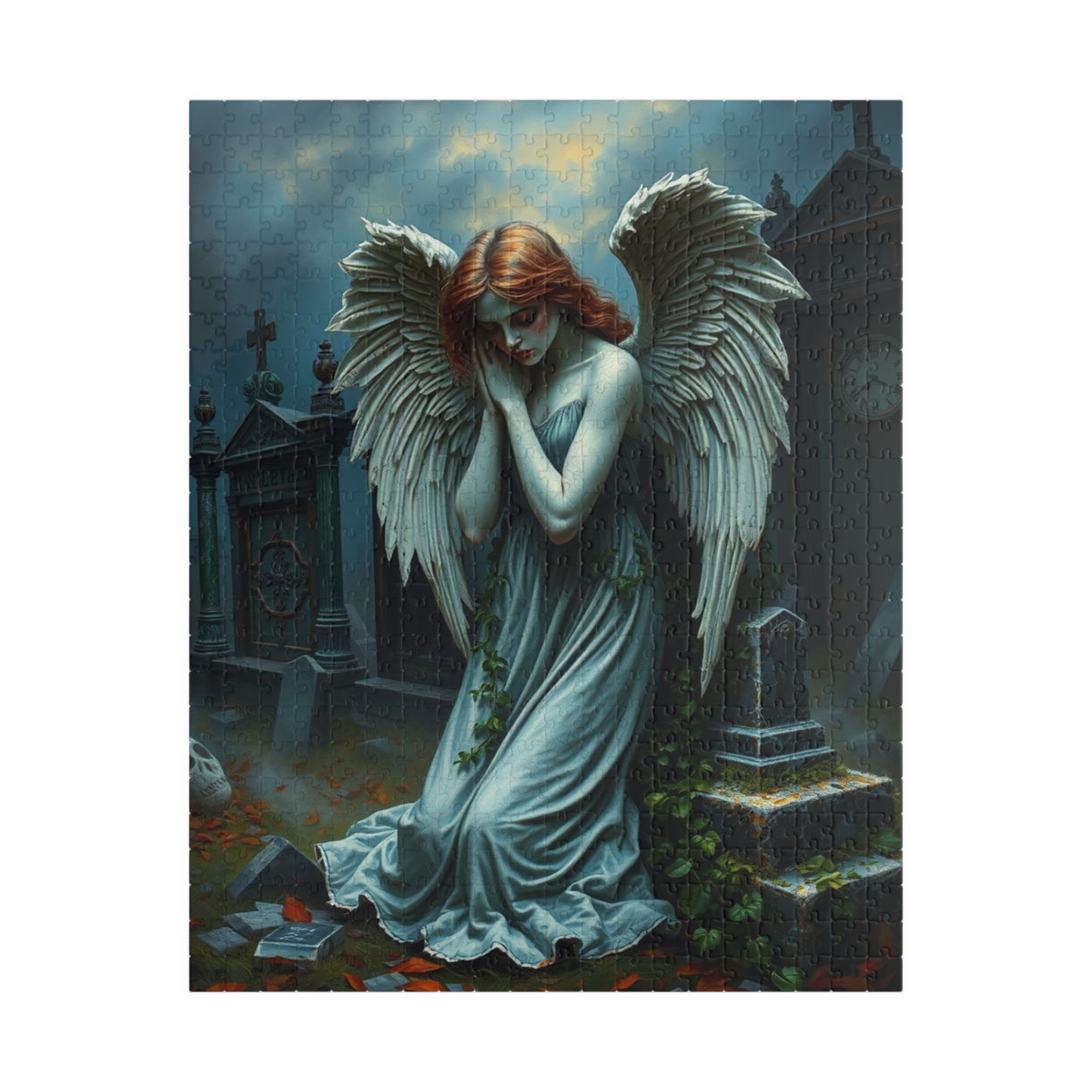 Gothic Angel Statue Puzzle, Mystical Jigsaw Game for Adults, Unique Gift for Puzzle Lovers, Spiritual Art, Perfect for Halloween, Meditation 520 pcs (Vertical) Puzzle The Puzzle Chest