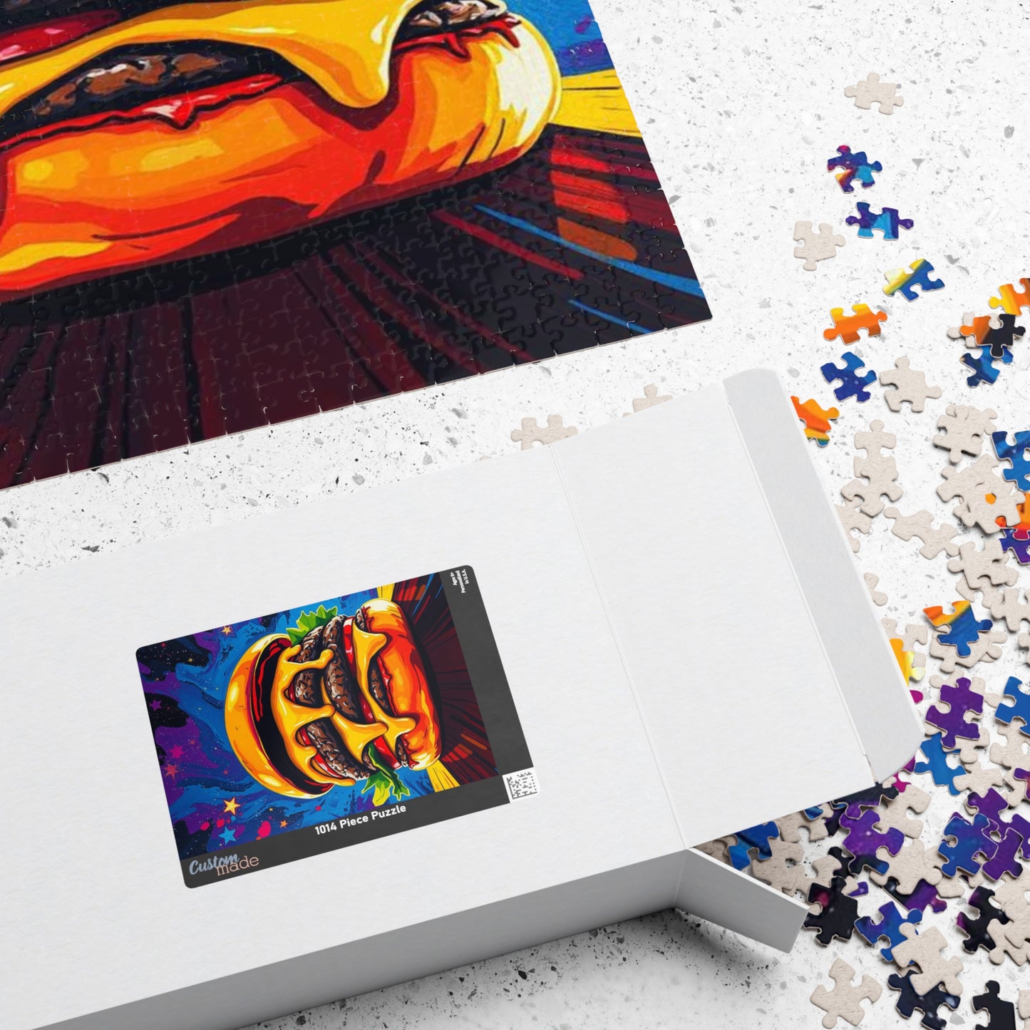 Cheesy Burger Puzzle | Fun Pop Art Jigsaw Game for Foodies, Colorful Unique Gift for Friends, Family Game Night Brain Teaser, Burger Lovers Puzzle The Puzzle Chest