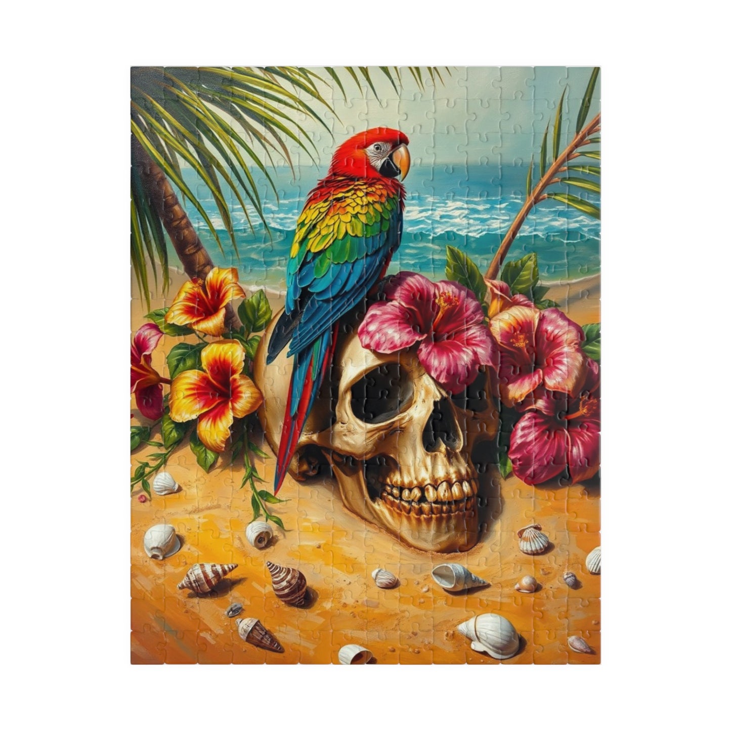 Colorful Parrot Skull Puzzle, Fun Nature Theme Jigsaw Game for Adults, Family Game Night, Beach Lover and Puzzle Enthusiast Holiday Gift 252 pcs (Vertical) Puzzle The Puzzle Chest