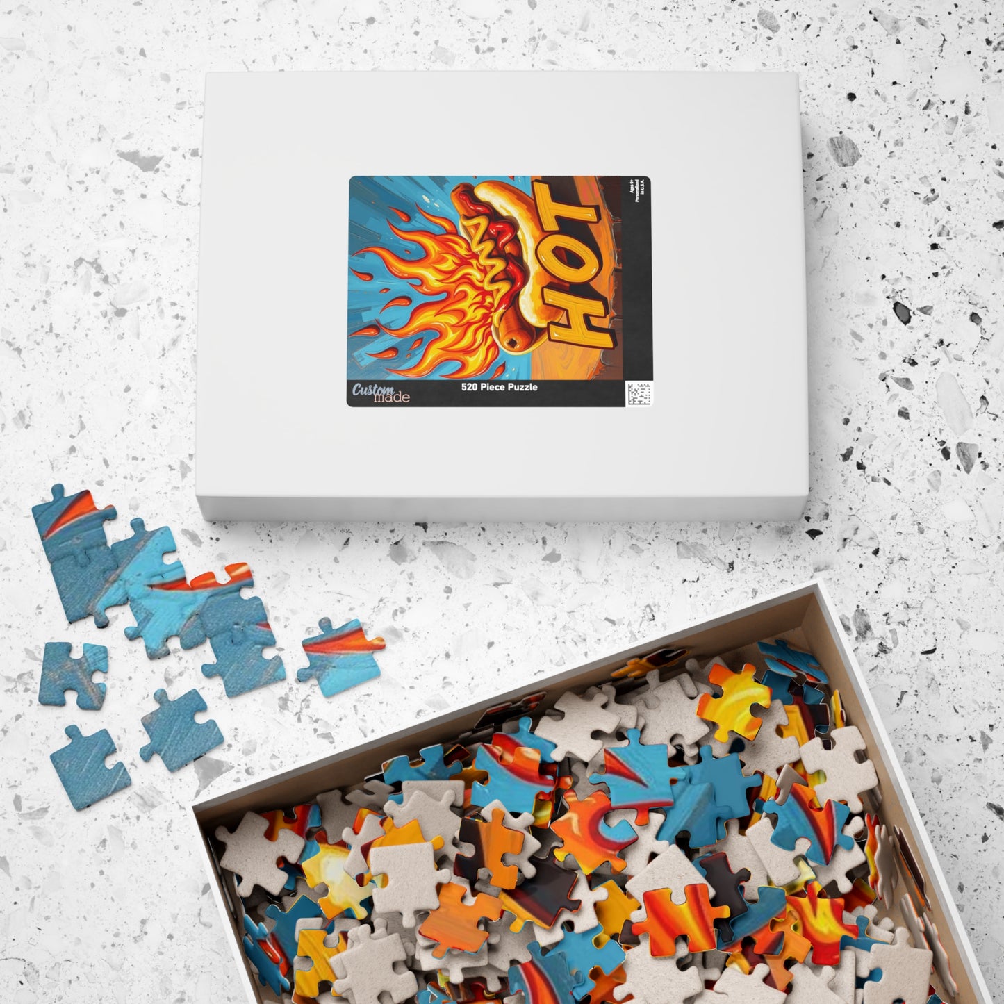 Hot Dog Puzzle - Pop Art Adult Jigsaw Game, Fun Fire Grilled 'HOT' Food Puzzle, Family Activity, Game Night, Unique Gift Idea, Brain Teaser Puzzle The Puzzle Chest