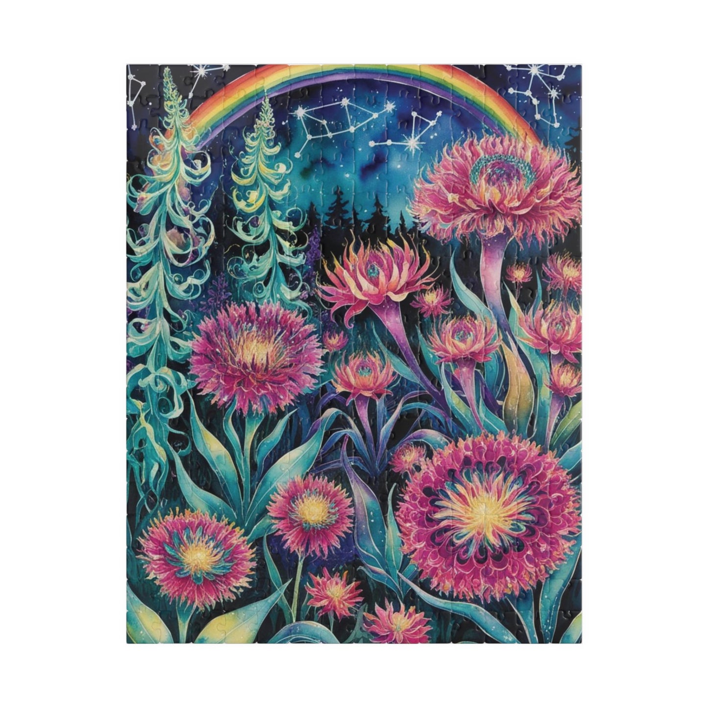 Flower Theme Trippy Puzzle, 110-1014 Piece Glow Garden Jigsaw Puzzle, Challenging Tabletop Game, Adult Entertainment Relaxation Meditation 252 pcs (Vertical) Puzzle The Puzzle Chest