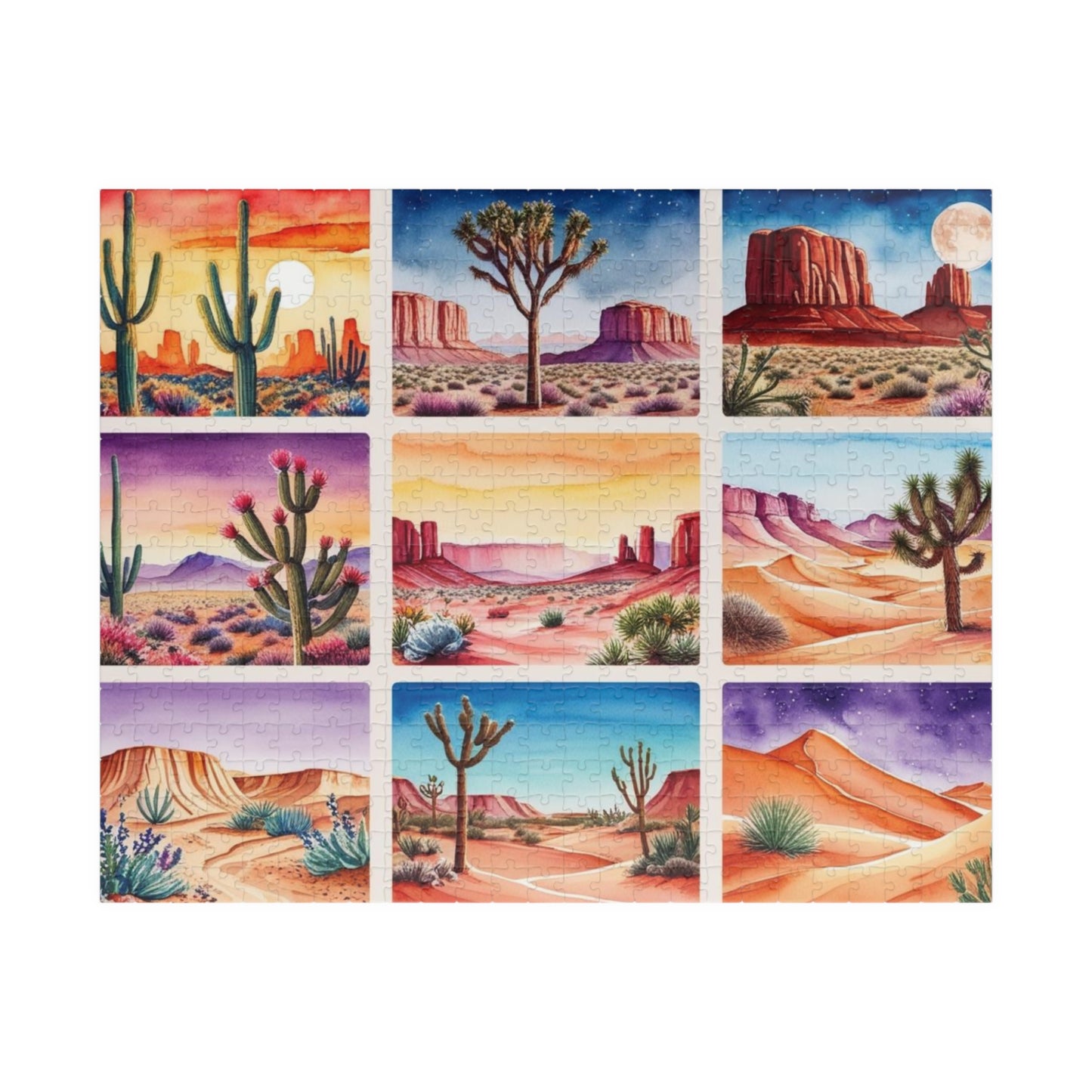 Desert Collage Jigsaw Puzzle, Cacti and Dunes Scene, Fun Game for Adults, Creative Activity, Gift Idea Nature Lover 520 pcs (Horizontal) Puzzle The Puzzle Chest