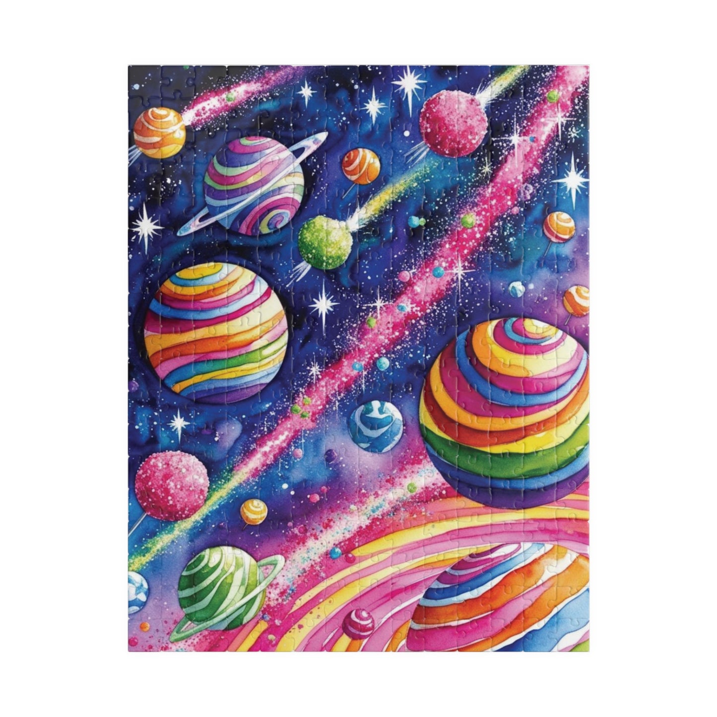 Puzzle, Candy Cosmos Trippy 110, 252, 520, 1014-piece - Swirling Candy Planets, Relaxing Jigsaw, Unique Space Gift, Mindful Activity, Fun 252 pcs (Vertical) Puzzle The Puzzle Chest