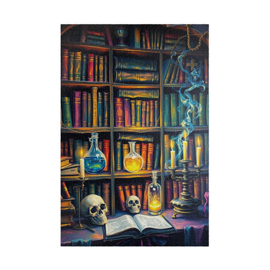 Mystical Library Puzzle - 110-1014 Piece Halloween Jigsaw Game Perfect for Cozy Nights, Gift for Book Lovers, Family Fun, Brain Teaser 1014 pcs (Vertical) Puzzle The Puzzle Chest