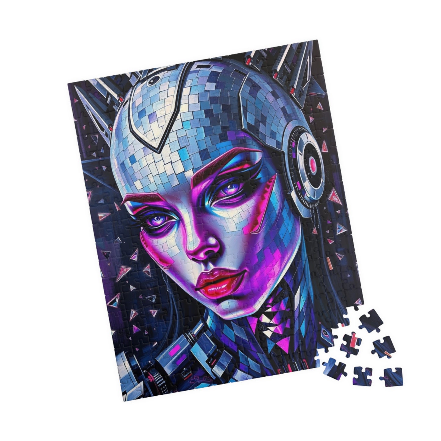 Mosaic Portrait Cybernetic Woman Puzzle, Cyberpunk Female Futuristic Art Jigsaw Game, Puzzle Lover Gift, Brain Teaser, Solo or Family Fun Puzzle The Puzzle Chest