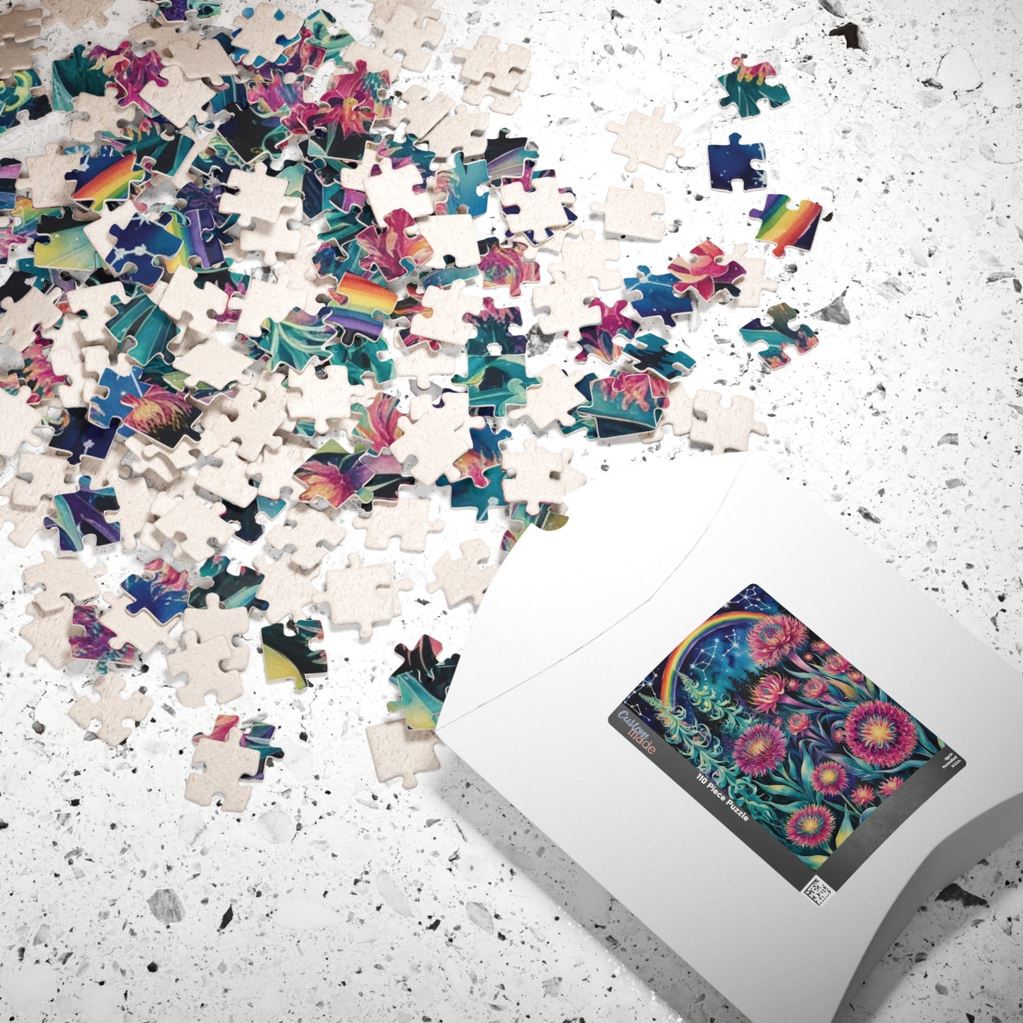 Flower Theme Trippy Puzzle, 110-1014 Piece Glow Garden Jigsaw Puzzle, Challenging Tabletop Game, Adult Entertainment Relaxation Meditation Puzzle The Puzzle Chest
