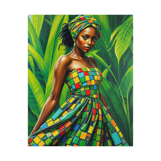 Colorful African Woman Puzzle, Vibrant Afrocentric Art Jigsaw Game, Unique Gift for Adult, Mindfulness Activity, Fun Home Entertainment 520 pcs (Vertical) Puzzle The Puzzle Chest