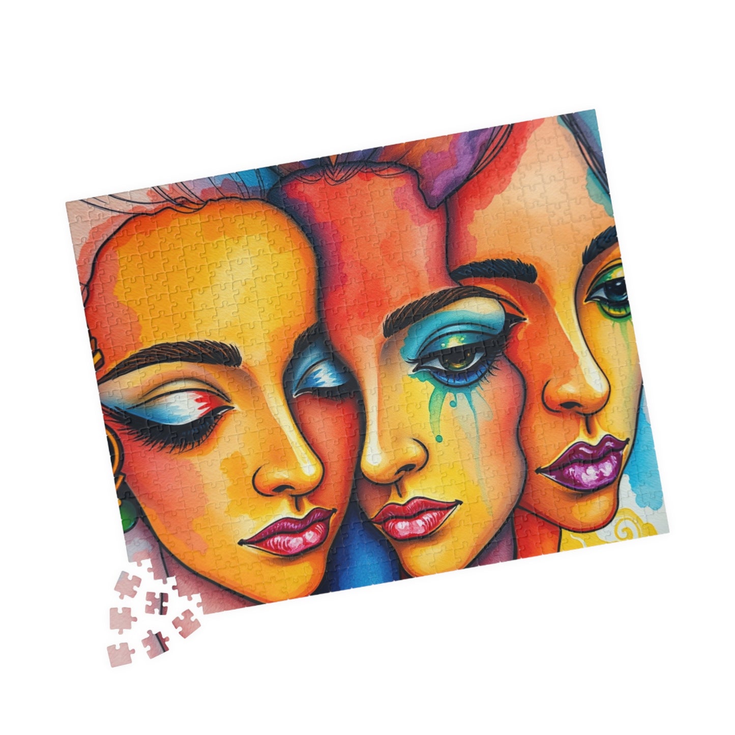 Blended Faces Abstract Jigsaw Puzzle (110-1014 Piece), Surreal Overlapping Watercolor Faces, Quiet Time Activity, Puzzle Lover Unique Gift Puzzle The Puzzle Chest