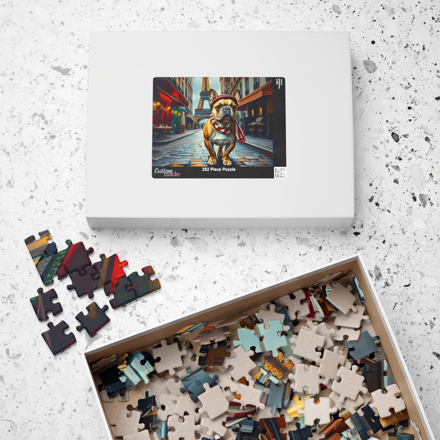 Eiffel Tower Dog Puzzle - French Bulldog, Pet Lover Gift for Friend Holiday or Birthday, Family Fun Home Entertainment, Hobby, Brain Teaser Puzzle The Puzzle Chest