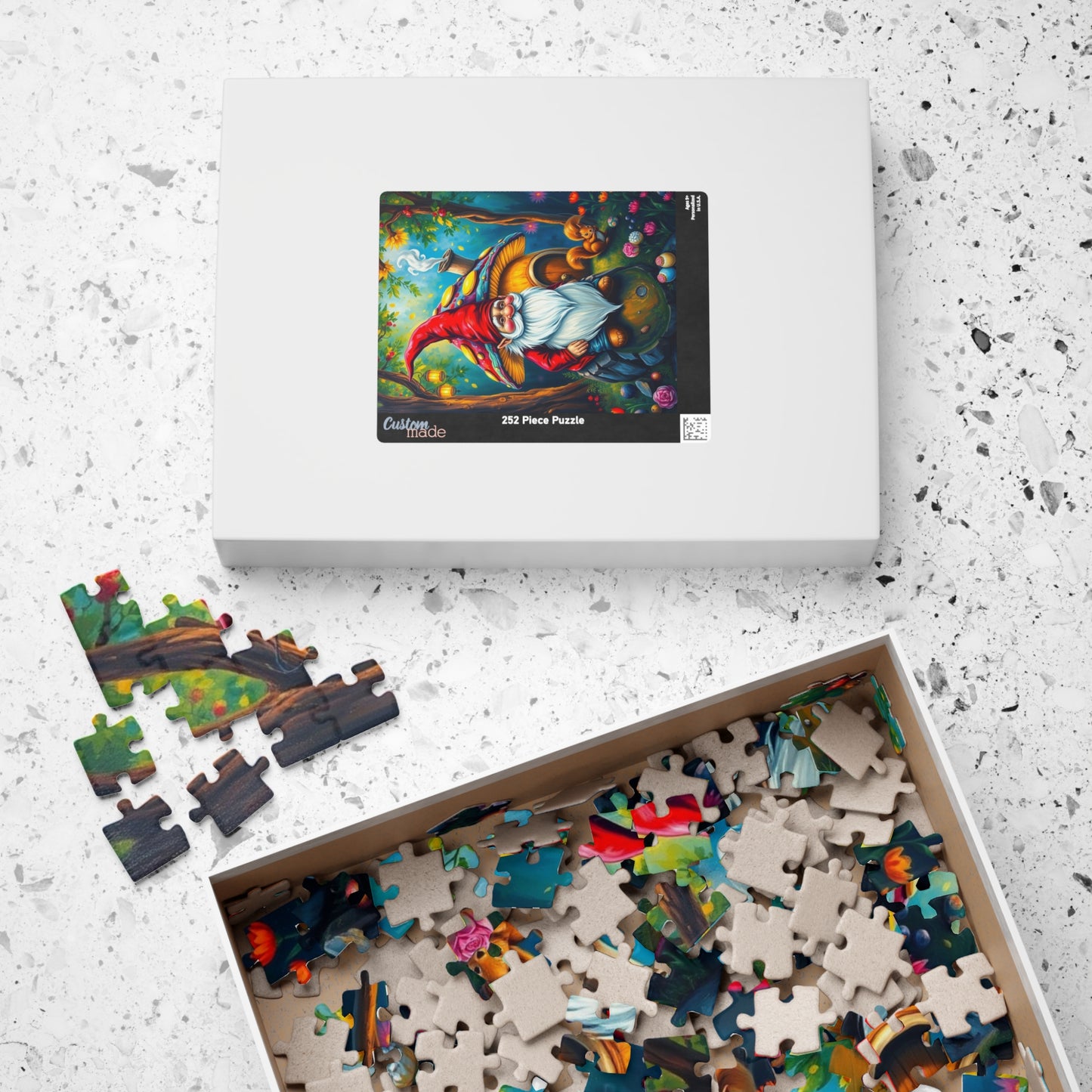 Mystical Gnome Jigsaw Puzzle, Enchanted Woodland Scene with Squirrel and Lanterns, Jigsaw Game for Adults, Entertaining Pastime Puzzle The Puzzle Chest