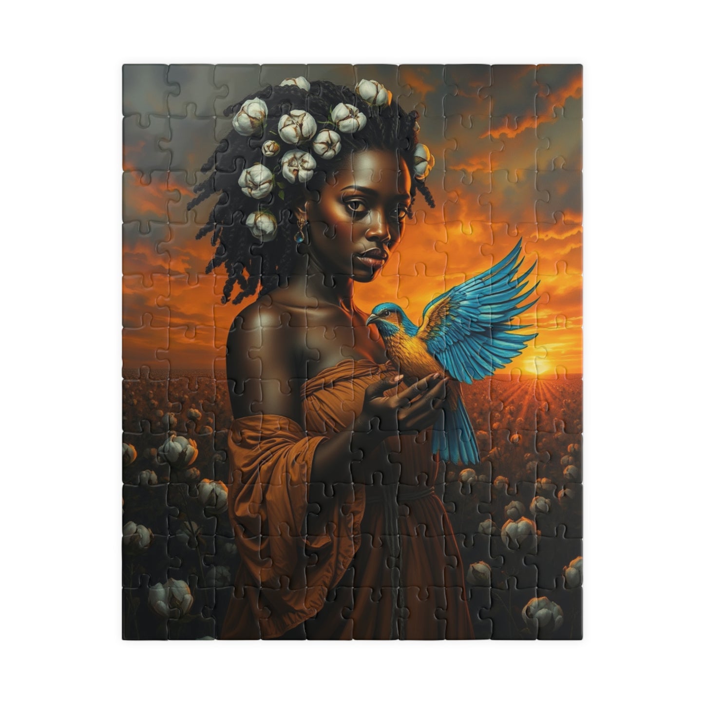 Black Woman in Cotton Field Jigsaw Puzzle, Black History African American Puzzle Art for Adults, Afrocentric Family Home Entertainment or Solo Fun, Friend Gift 110 pcs (Vertical) Puzzle The Puzzle Chest